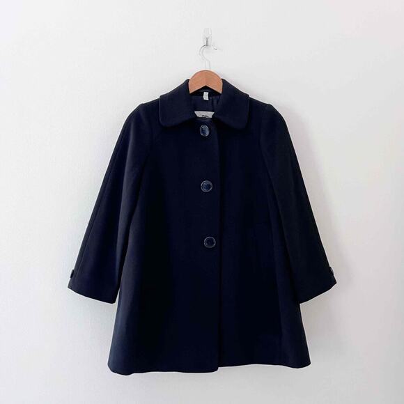 Burberry London Black Single Breasted Button-Down Wool Cashmere Pea Coat Size 2 - Picture 1 of 11